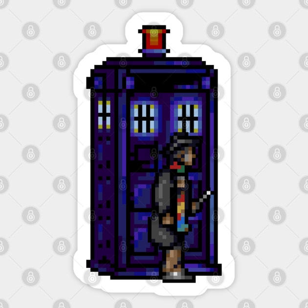 Pixel-Doctor: Fourth Doctor Sticker by RiottDesigns